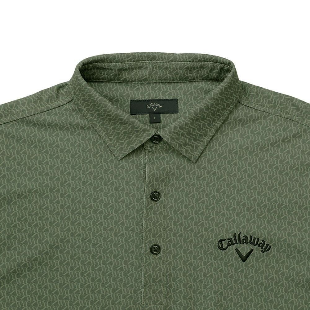 キャロウェイ Callaway メンズ ロゴプリント 鬼鹿の子 長袖 ポロシャツ