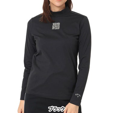 キャロウェイ Callaway　レディース スムース 長袖 モックネック シャツ C25233201　2025年モデル ブラック 詳細1