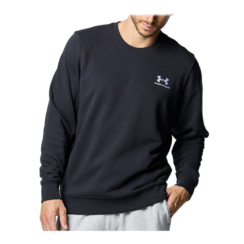 アンダーアーマー UNDER ARMOUR　メンズ UAエッセンシャルテリー 長袖 クルーネック プルオーバー 1384821 002 Black/White　2025年モデル Black/White