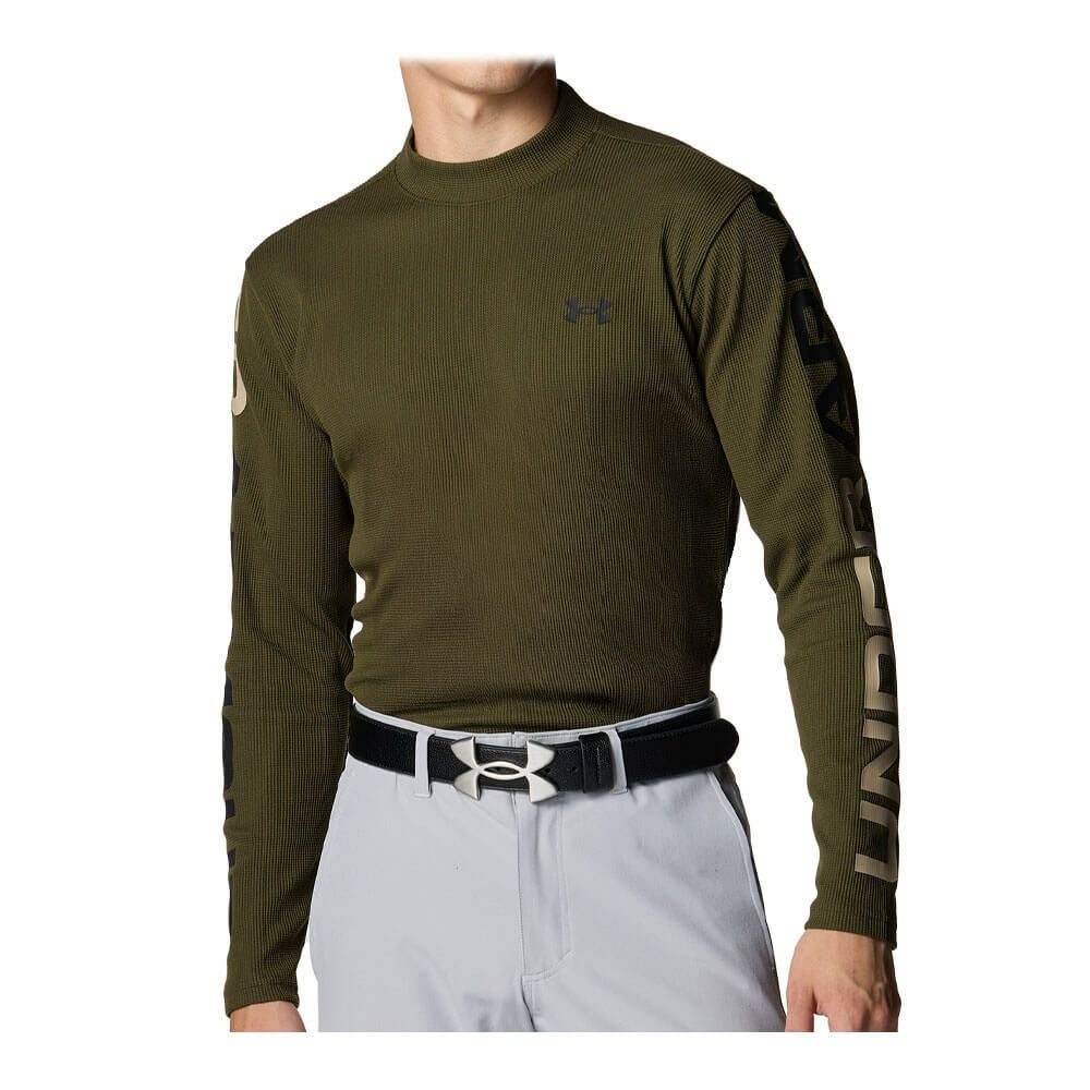 アンダーアーマー UNDER ARMOUR　メンズ UAドライブ ワッフル ロングスリーブ 長袖 モックネック シャツ 6007932 308 Expedition Green/Black　2025年モデル Expedition-Green/Black