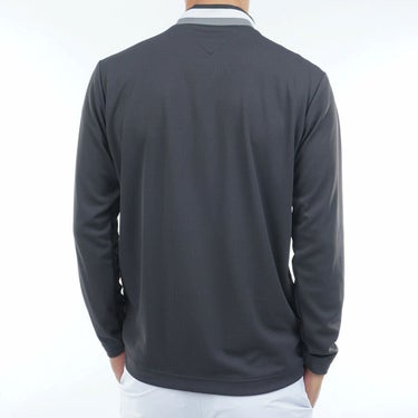 トミー ヒルフィガー ゴルフ　メンズ シグネチャーリブ 長袖 モックネック シャツ THMA562　2025年モデル チャコールグレー 詳細2