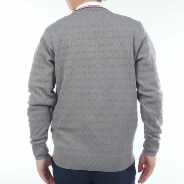 トミー ヒルフィガー ゴルフ　メンズ ロゴジャガード 長袖 クル-ネック セーター THMA564　2025年モデル ライトグレー 詳細2