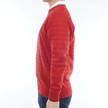 トミー ヒルフィガー ゴルフ　メンズ ロゴジャガード 長袖 クル-ネック セーター THMA564　2025年モデル レッド 詳細4