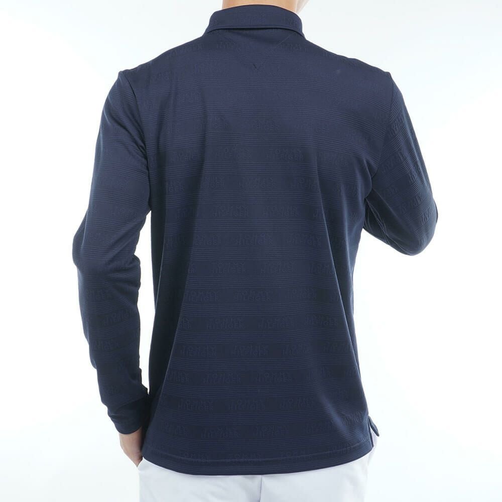 トミー ヒルフィガー ゴルフ　メンズ ロゴジャガード 長袖 台衿付 ポロシャツ THMA568　2025年モデル ネイビー 詳細2