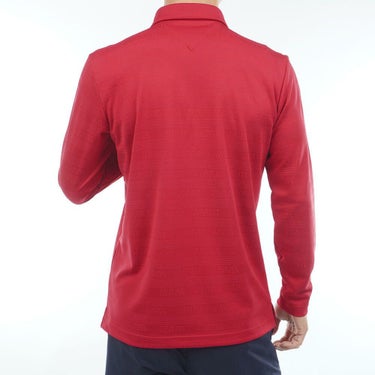 トミー ヒルフィガー ゴルフ　メンズ ロゴジャガード 長袖 台衿付 ポロシャツ THMA568　2025年モデル レッド 詳細2