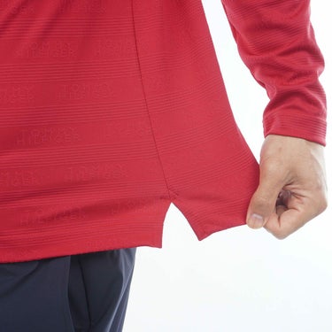 トミー ヒルフィガー ゴルフ　メンズ ロゴジャガード 長袖 台衿付 ポロシャツ THMA568　2025年モデル レッド 詳細7