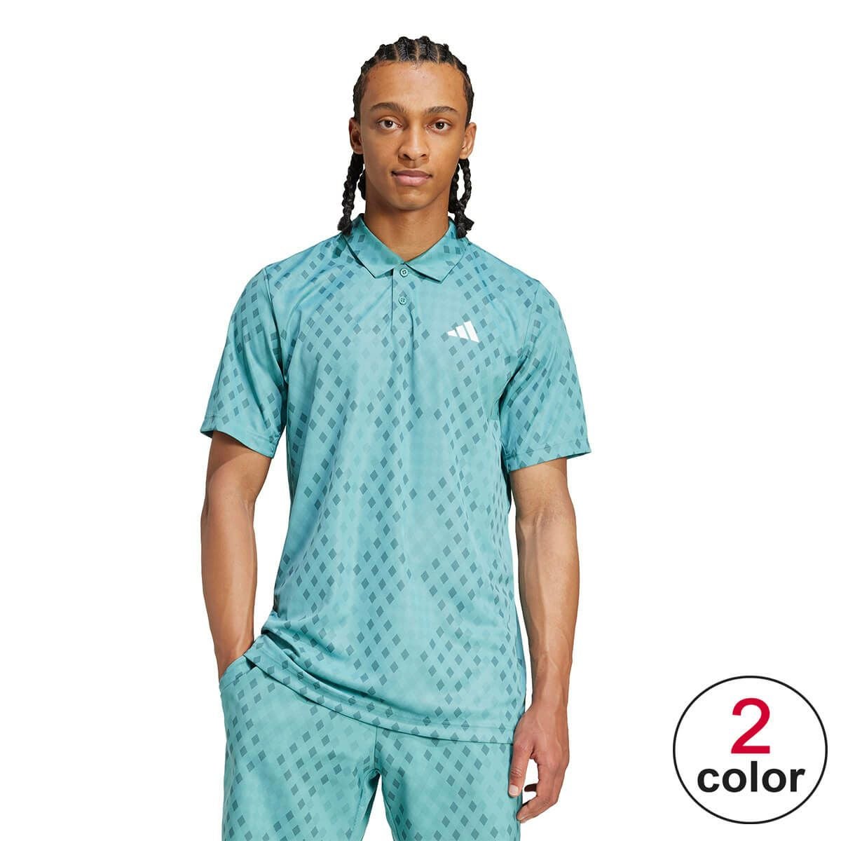 アディダス adidas　クラブ テニス クライマクール グラフィック ポロシャツ パウダーティール/プリラブドティール JM1203 メンズ