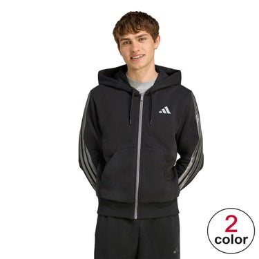 アディダス adidas　ホリデー スリーストライプス フルジップ パーカー ブラック JM1695