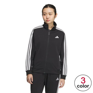 アディダス adidas　スリーストライプス ルーズフィット ダブルニット トラックトップ ブラック/ホワイト JW9786 レディース