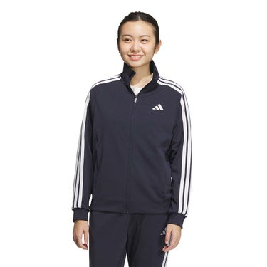 アディダス adidas　スリーストライプス ルーズフィット ダブルニット トラックトップ ブラック/ホワイト JW9786 レディース 詳細8