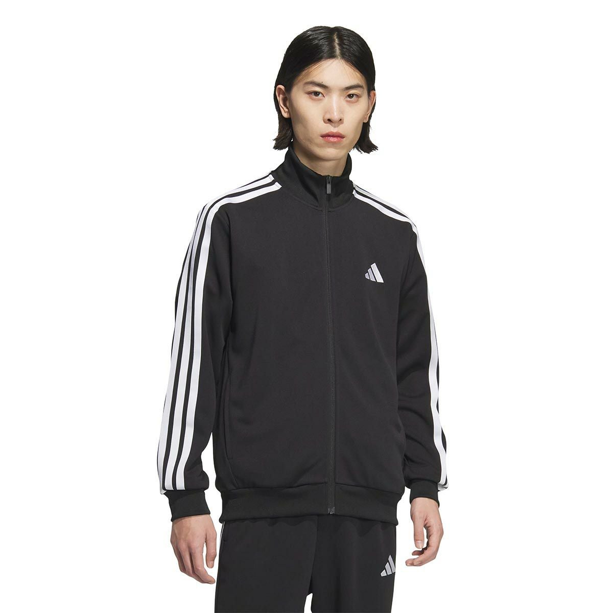 アディダス adidas　スリーストライプス レギュラーフィット ダブルニット トラックジャケット ブラック/ホワイト JV6977 メンズ 詳細3