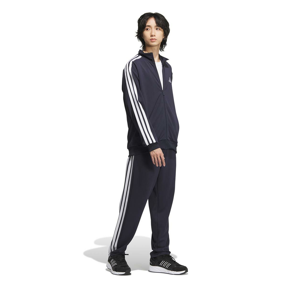 アディダス adidas　スリーストライプス レギュラーフィット ダブルニット オープンヘム トラックパンツ ブラック/ホワイト JV6982 メンズ 詳細10