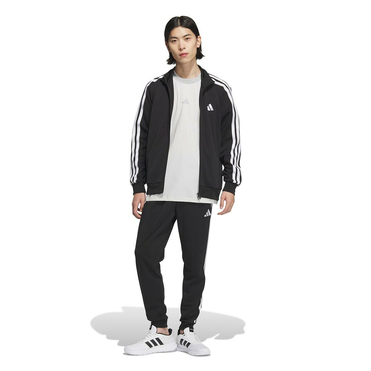 アディダス adidas　スリーストライプス レギュラーフィット ダブルニット トラックカフパンツ ブラック/ホワイト JV6986 メンズ 詳細5