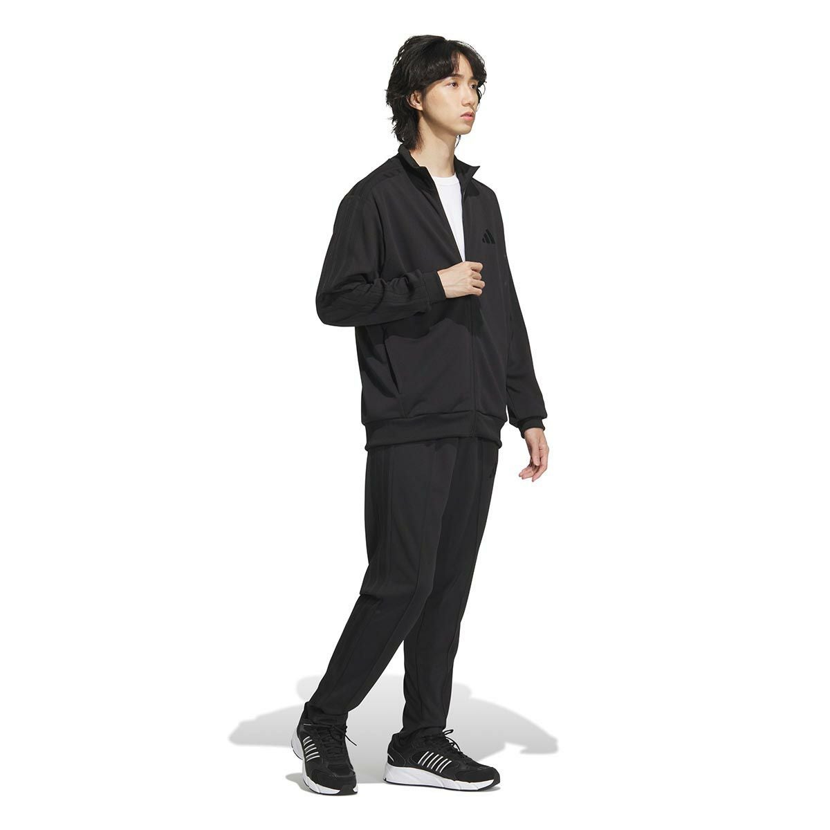 アディダス adidas　スリーストライプス スリムフィット ダブルニット オープンヘム トラックパンツ ブラック/ホワイト JV6990 メンズ 詳細10