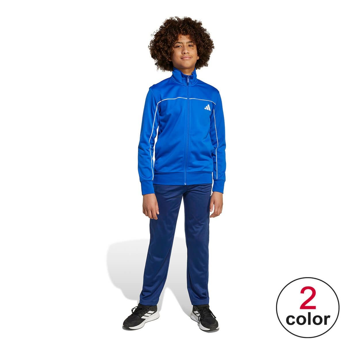 アディダス adidas　キッズ トリコット カラー ポップ トラックスーツ (トップス)チームロイヤルブルー/ホワイト、(ボトムス)ダークブルー/ホワイト JX0204