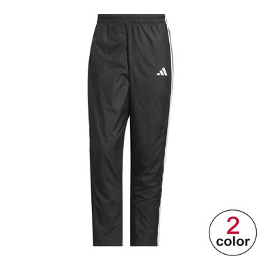 アディダス adidas　スリーストライプス ルーズフィット 起毛トリコット裏地付き フルレングス オープンヘム ウィンドパンツ ブラック JZ8773