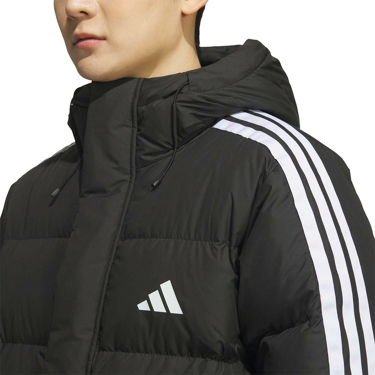 アディダス adidas　スリーストライプス レギュラーフィット ロング ダウン コート ブラック JZ8731 メンズ 詳細6