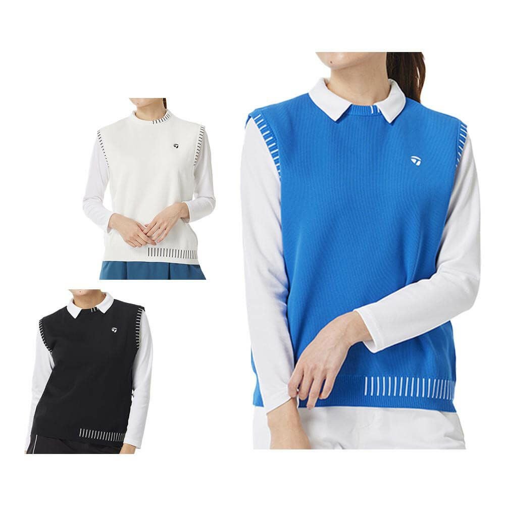 テーラーメイド TaylorMade　レディース ステッチド クルーネック ベスト TL530　2025年モデル 詳細1