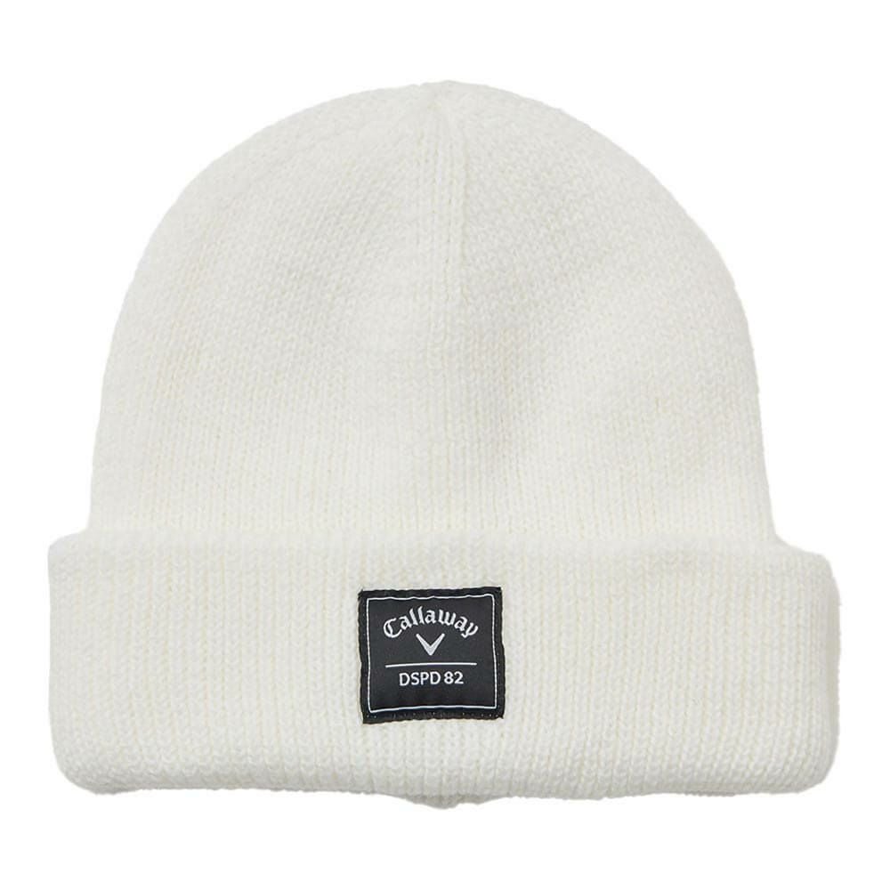 キャロウェイ Callaway　メンズ ロゴワッペン ビーニー C25291120 1030 ホワイト　2025年モデル ホワイト