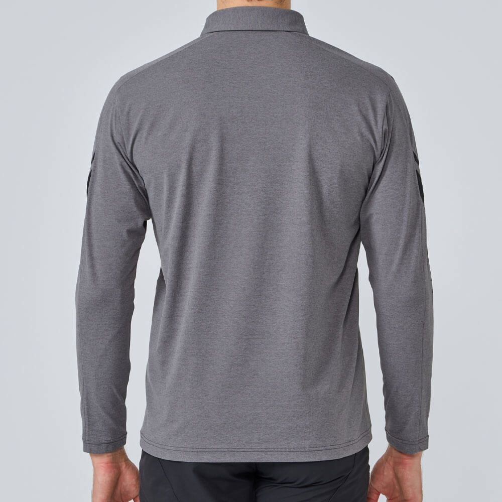 デサントゴルフ DESCENTE GOLF　メンズ ロゴデザイン 長袖 ポロシャツ DG5FLS01M　2025年モデル グレー 詳細2