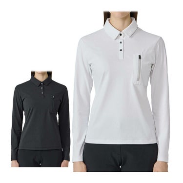 デサントゴルフ DESCENTE GOLF　レディース 胸ジップポケット付き 長袖 ポロシャツ DG5FLS50L　2025年モデル