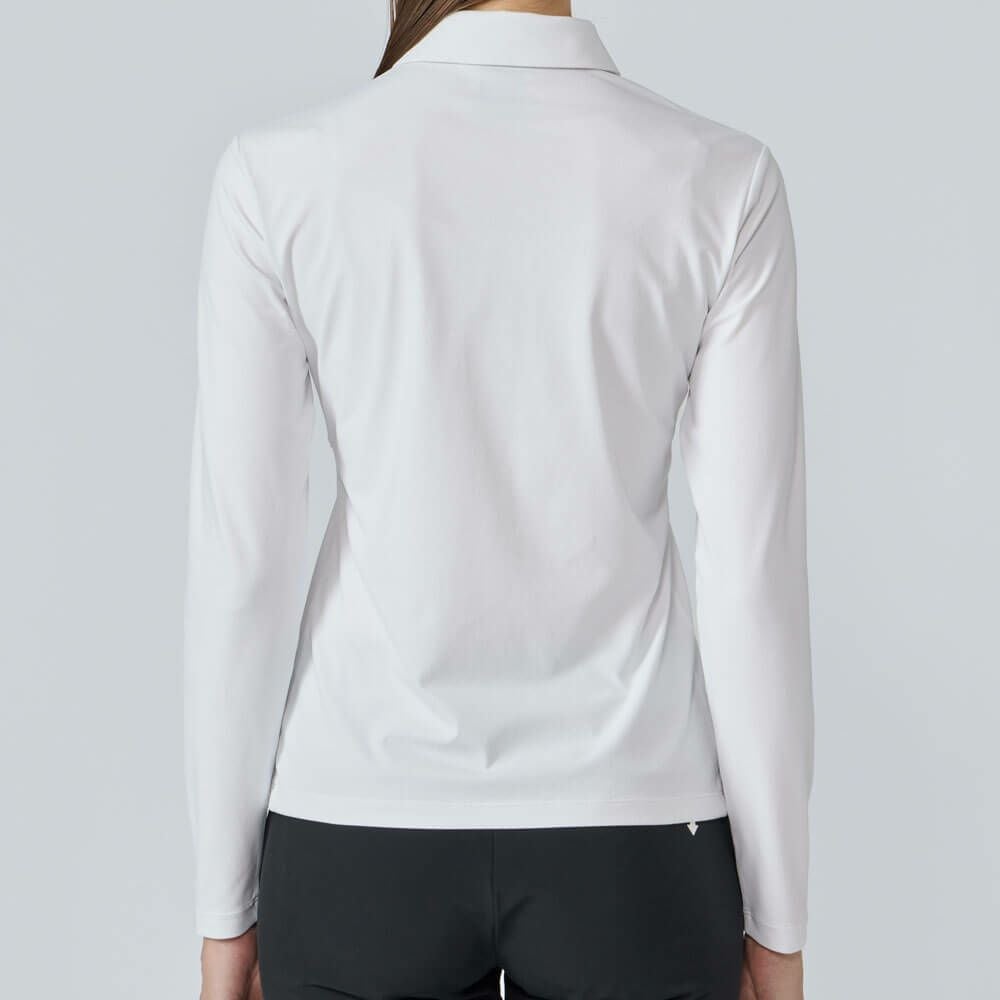デサントゴルフ DESCENTE GOLF　レディース 胸ジップポケット付き 長袖 ポロシャツ DG5FLS50L　2025年モデル ホワイト　詳細2