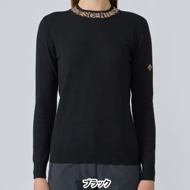 デサントゴルフ DESCENTE GOLF　レディース 長袖 モックネック セーター DG5FST51L　2025年モデル ブラック 詳細1