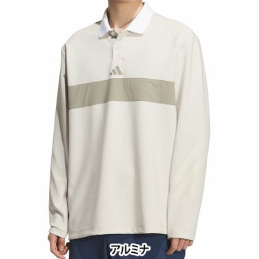 アディダス adidas　メンズ ビヨンド ザ コース カラーブロック 長袖 ポロシャツ JUW95　2025年モデル アルミナ 詳細2