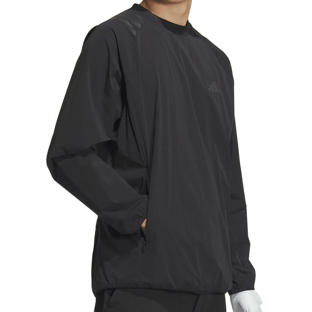 アディダス adidas　メンズ 撥水 スリーストライプス 長袖 プルオーバーウィンド JVU99　2025年モデル ブラック 詳細4