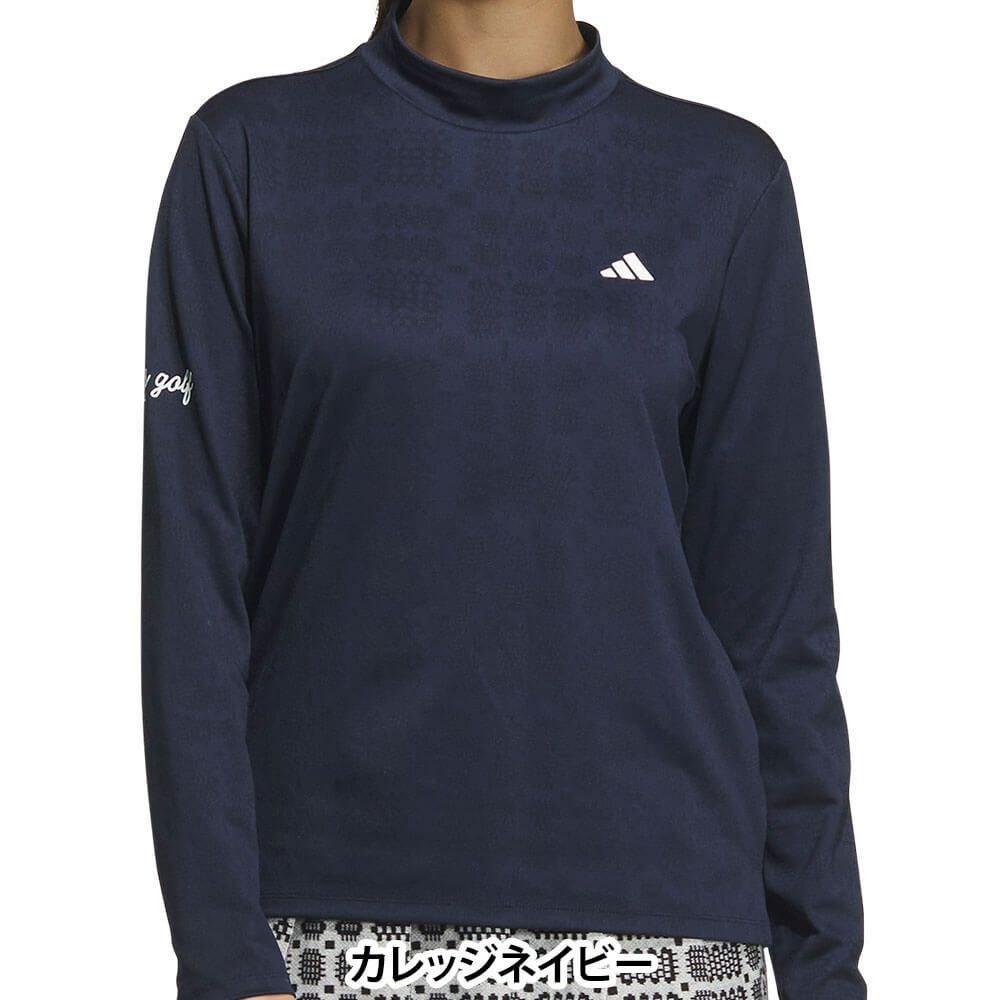 アディダス adidas レディース ジャカード 長袖 モックネック シャツ