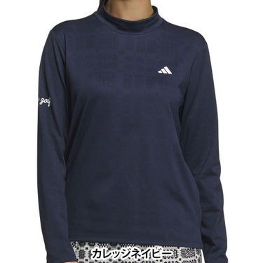 アディダス adidas　レディース ジャカード 長袖 モックネック シャツ JWJ97　2025年モデル 詳細2