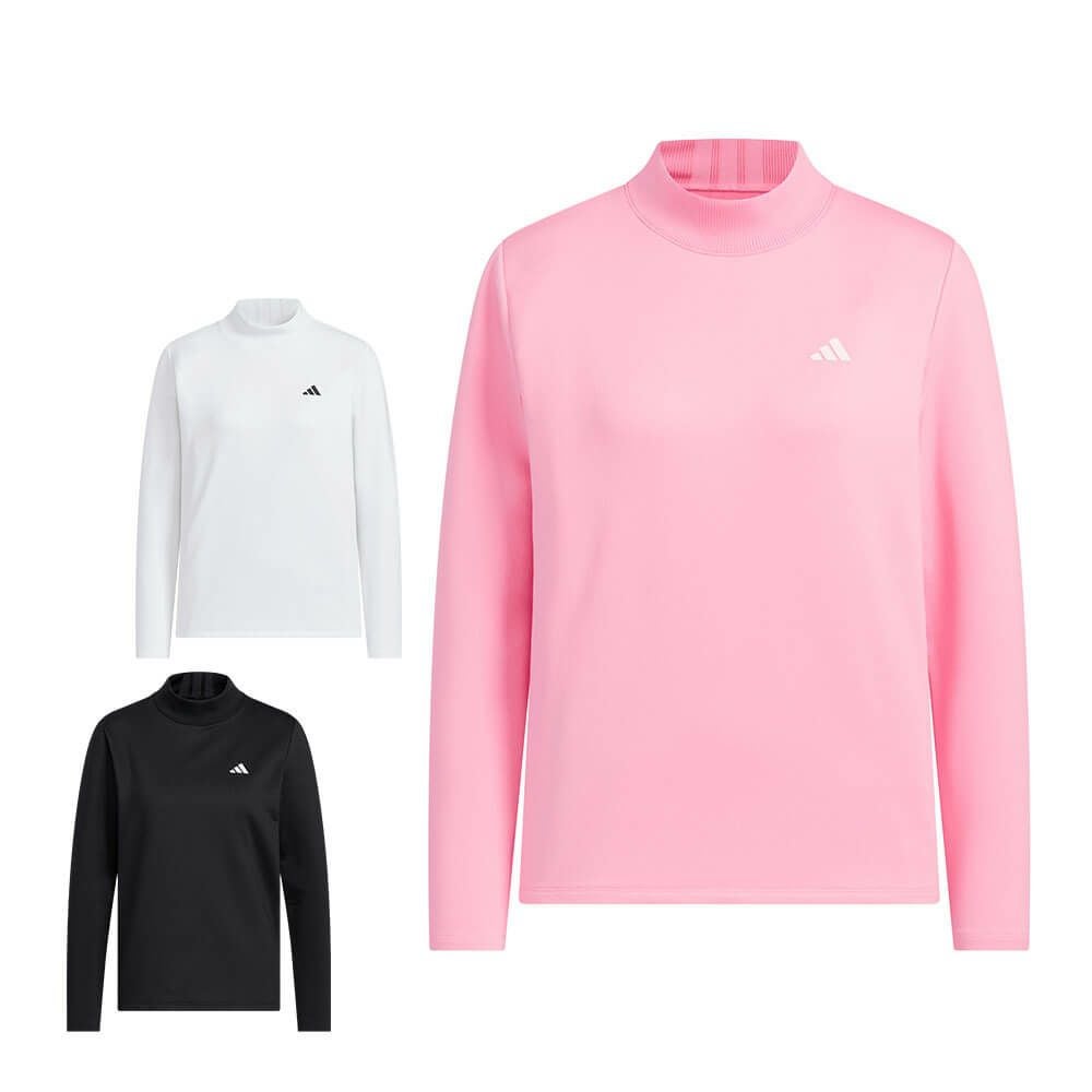 アディダス ハイネック ラメTシャツ モックネック L ピンクadidas アディダス 【ゴルフ】スリーストライプス ボックスシルエット モック