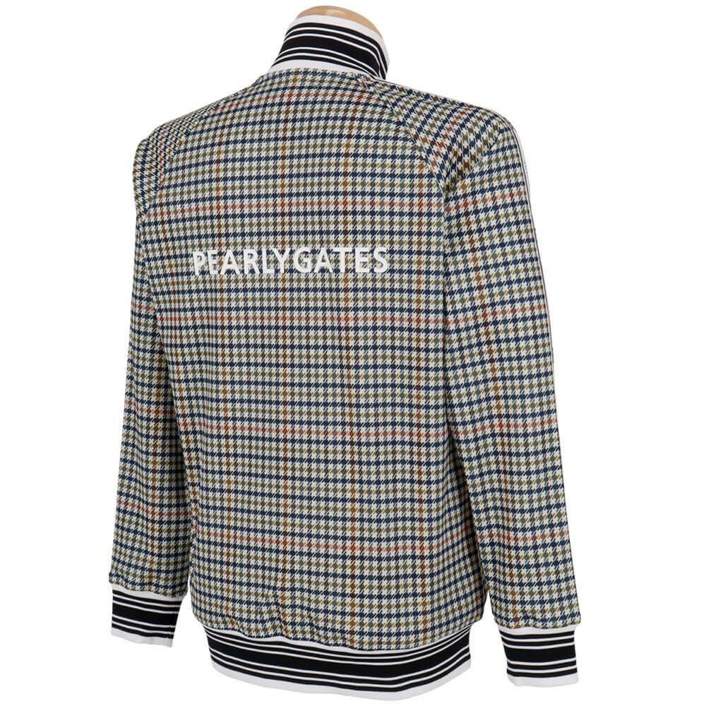 パーリーゲイツ PEARLY GATES　メンズ Peストレッチメッシュ ガンクラブチェック柄 長袖 フルジップ ジャケット 053-5220917　2025年モデル ブラウンベース 詳細2