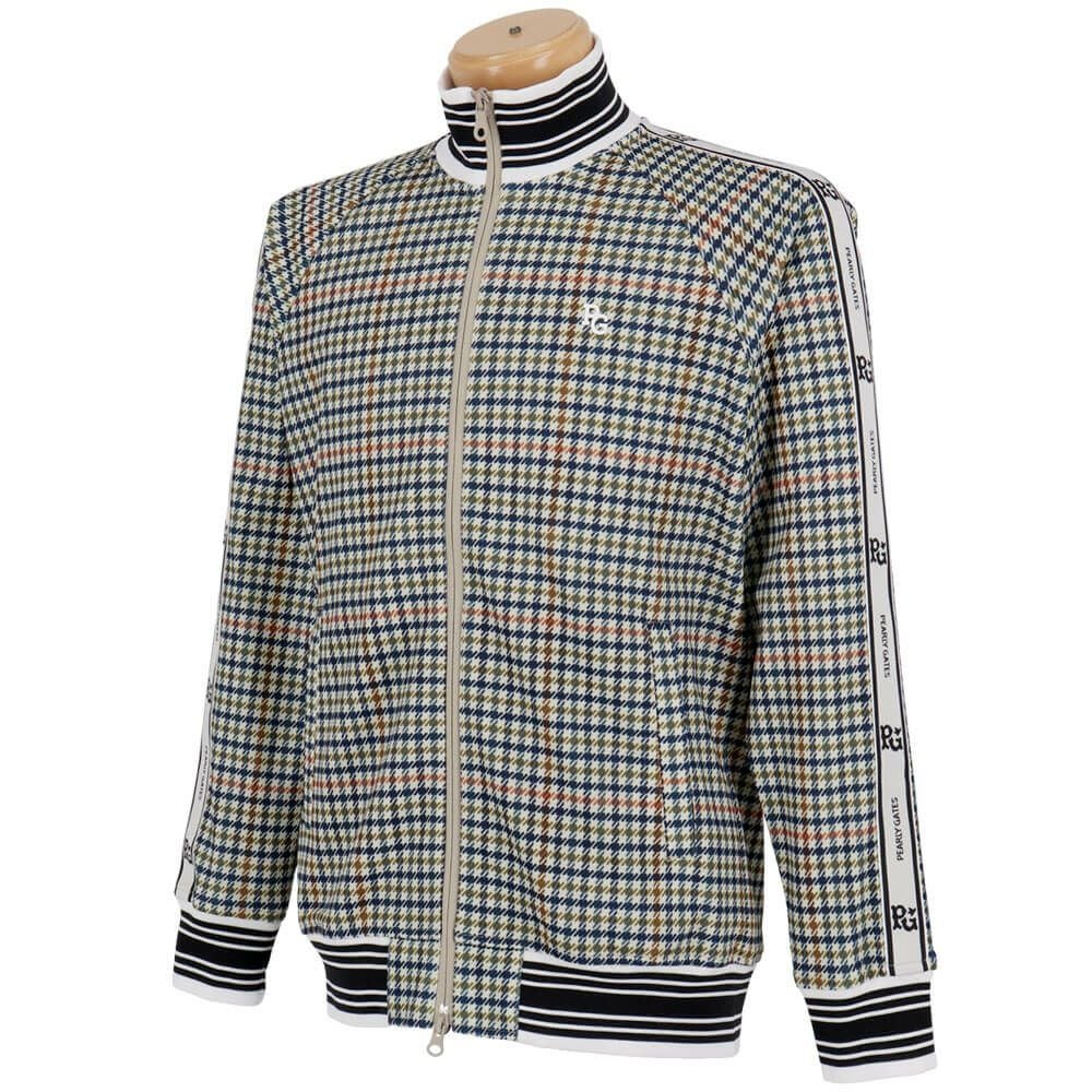 パーリーゲイツ PEARLY GATES　メンズ Peストレッチメッシュ ガンクラブチェック柄 長袖 フルジップ ジャケット 053-5220917　2025年モデル ブラウンベース 詳細3