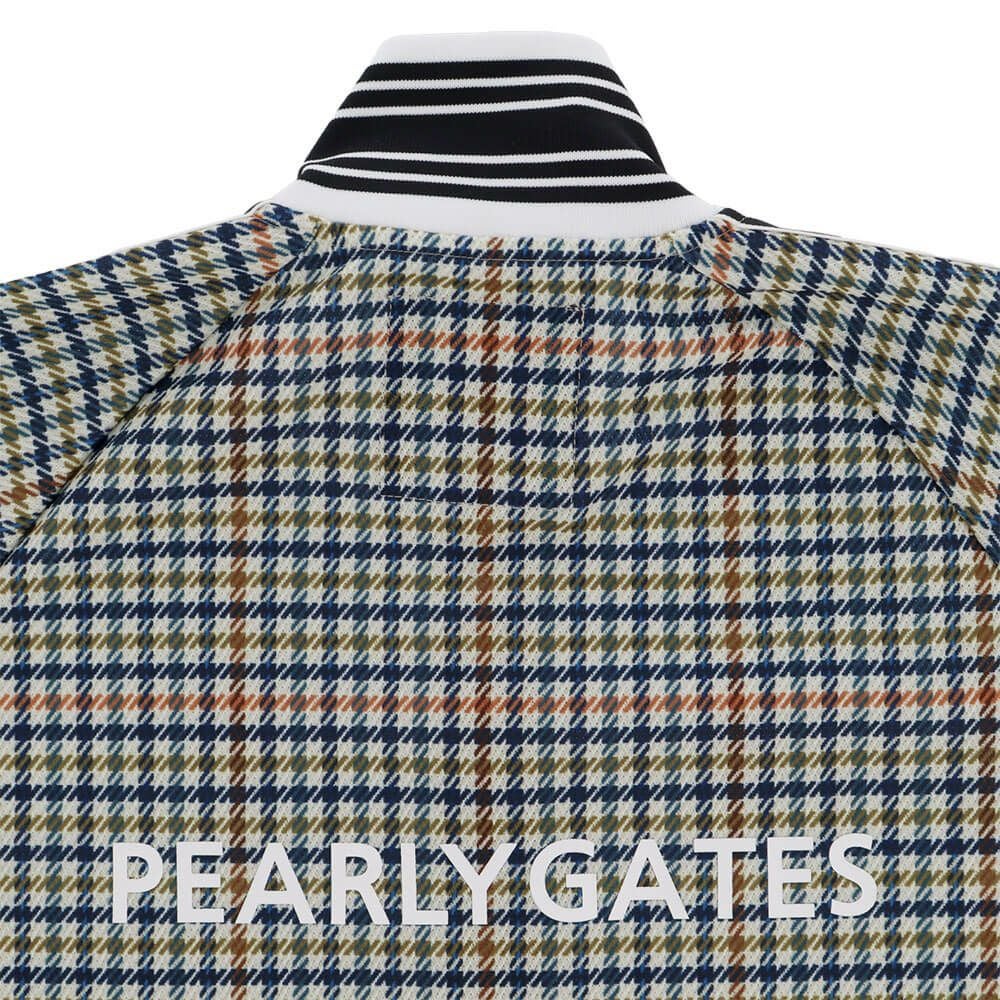 パーリーゲイツ PEARLY GATES　メンズ Peストレッチメッシュ ガンクラブチェック柄 長袖 フルジップ ジャケット 053-5220917　2025年モデル ブラウンベース 詳細5