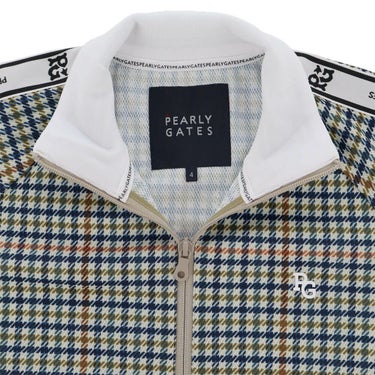 パーリーゲイツ PEARLY GATES　メンズ Peストレッチメッシュ ガンクラブチェック柄 長袖 フルジップ ジャケット 053-5220917　2025年モデル ブラウンベース 詳細6