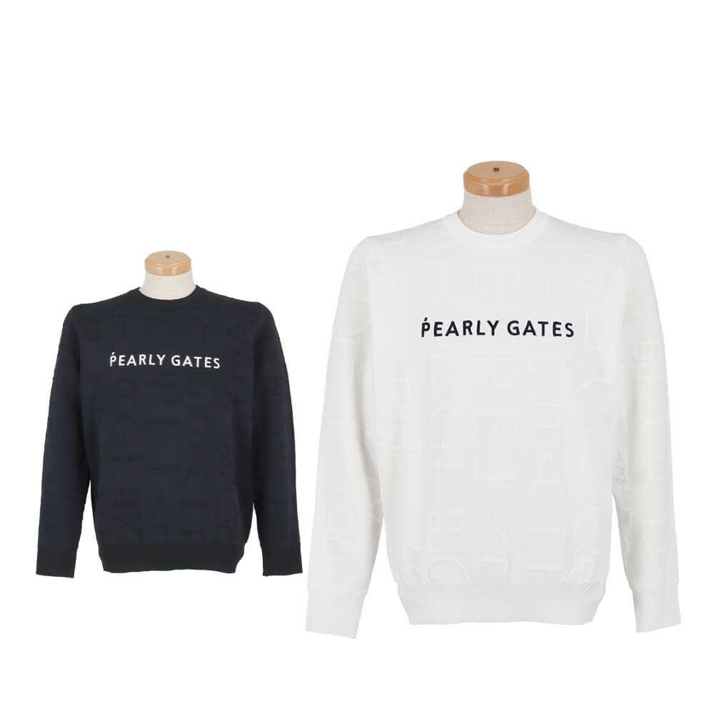 パーリーゲイツ PEARLY GATES　メンズ ジャガードロゴ総柄 長袖 クルーネック セーター プルオーバー 053-5270921　2025年モデル 詳細1