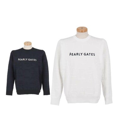 パーリーゲイツ PEARLY GATES　メンズ ジャガードロゴ総柄 長袖 クルーネック セーター プルオーバー 053-5270921　2025年モデル 詳細1