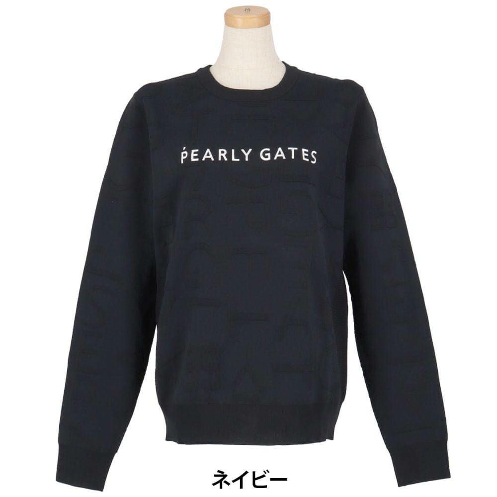 パーリーゲイツ PEARLY GATES　レディース ジャガードロゴ総柄 長袖 クルーネック プルオーバー 055-5270922　2025年モデル 詳細1 詳細2