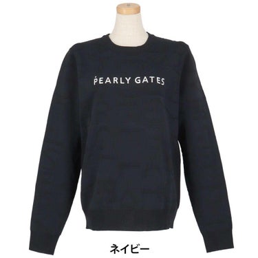 パーリーゲイツ PEARLY GATES　レディース ジャガードロゴ総柄 長袖 クルーネック プルオーバー 055-5270922　2025年モデル 詳細1 詳細2
