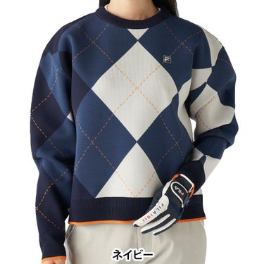 フィラ FILA　レディース 総柄 長袖 クルーネック セーター 795-703　2025年モデル 詳細1 詳細6