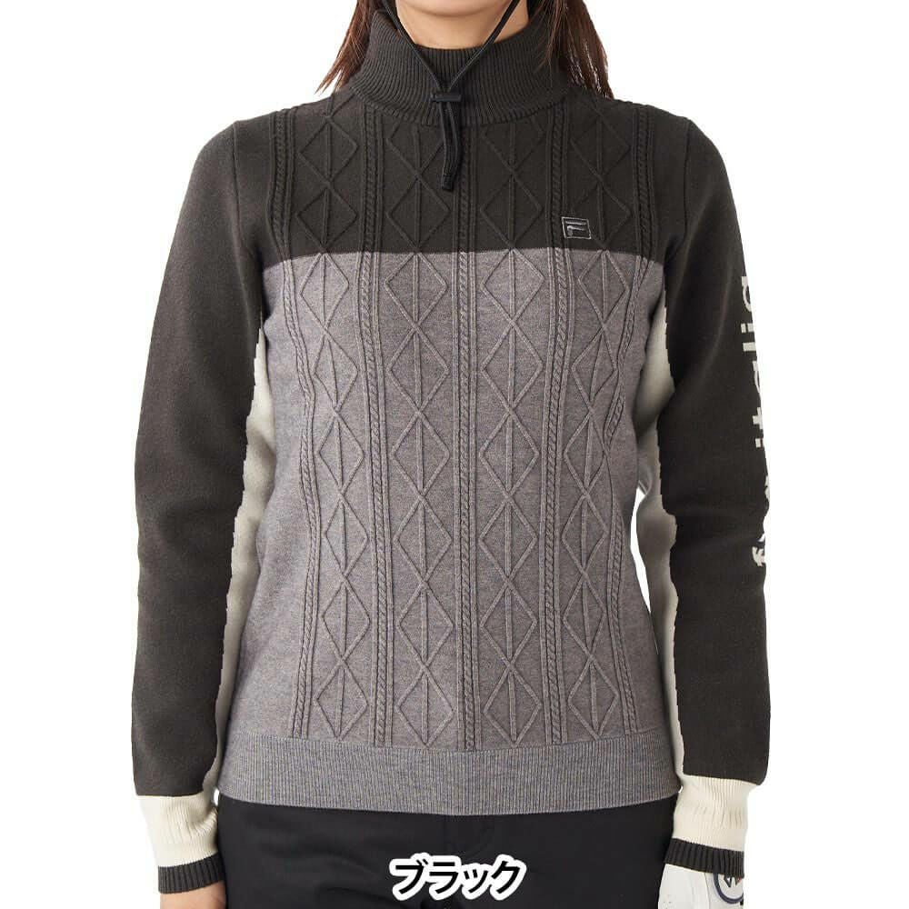 フィラ FILA　レディース 配色切替 長袖 モックネック セーター 795-705　2025年モデル 詳細1 詳細2