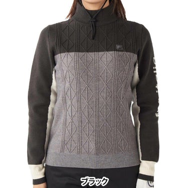 フィラ FILA　レディース 配色切替 長袖 モックネック セーター 795-705　2025年モデル 詳細1 詳細2