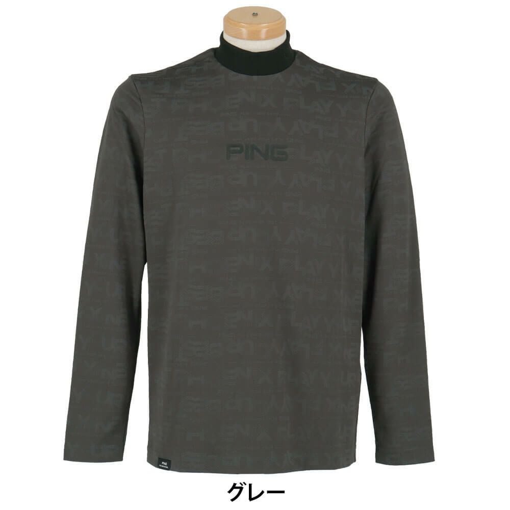 ピン PING　メンズ ロゴジャカード 長袖 ハイネック シャツ 621-5266900　2025年モデル 詳細1 詳細2