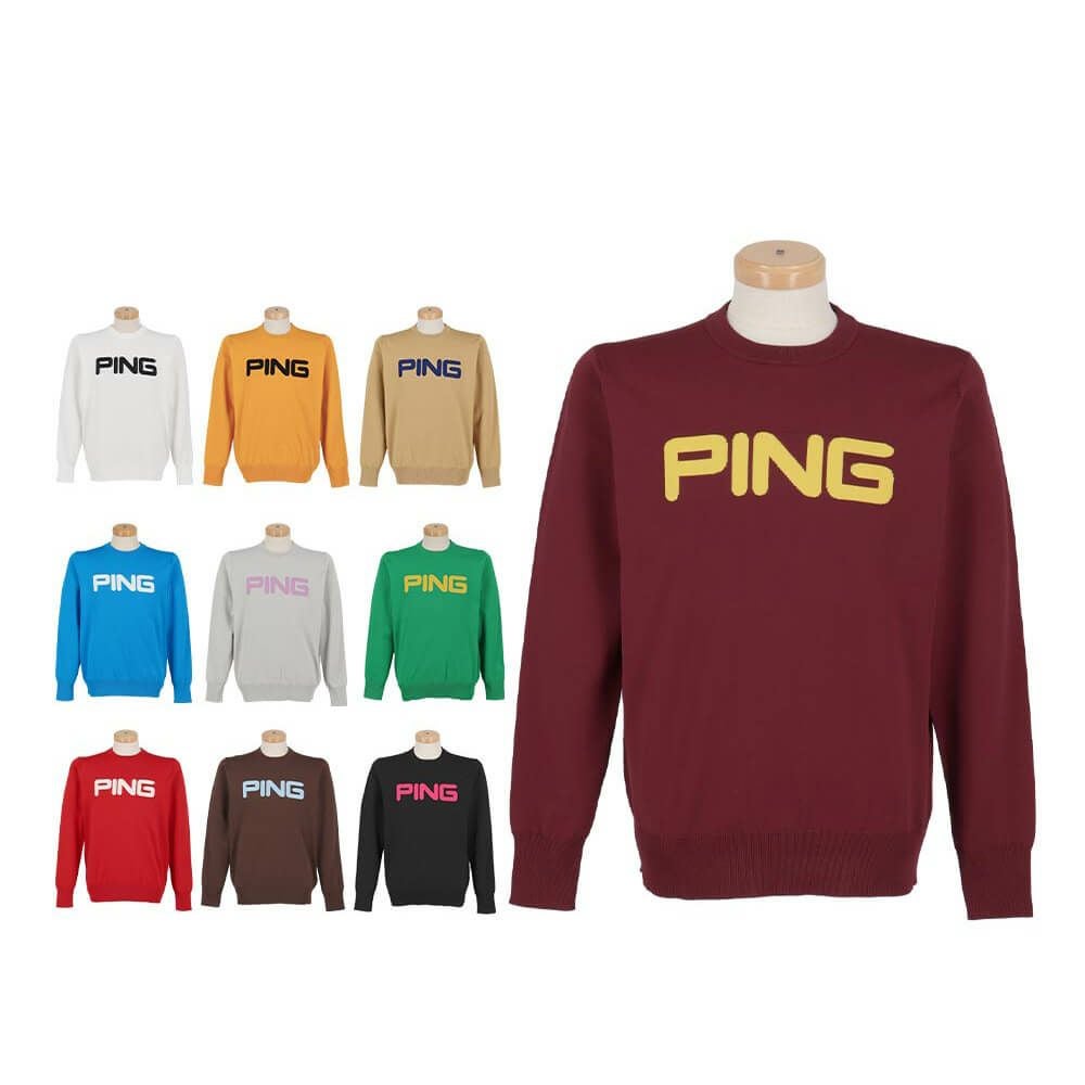 ピン PING メンズ ジャカード 長袖 クルーネック ニット プルオーバー