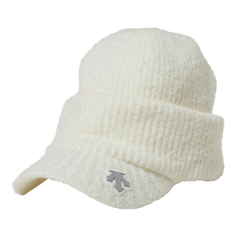 デサントゴルフ DESCENTE GOLF　レディース ツバ付 シャギー ニットキャップ DG5FCP00L WH00 ホワイト　2025年モデル ホワイト