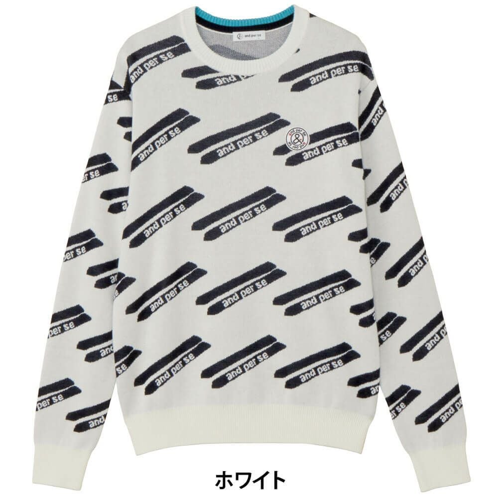 アンパスィ and per se　メンズ クレアニット ジャカード 長袖 クルーネック セーター AMF2325B7　2025年モデル 詳細1 詳細2