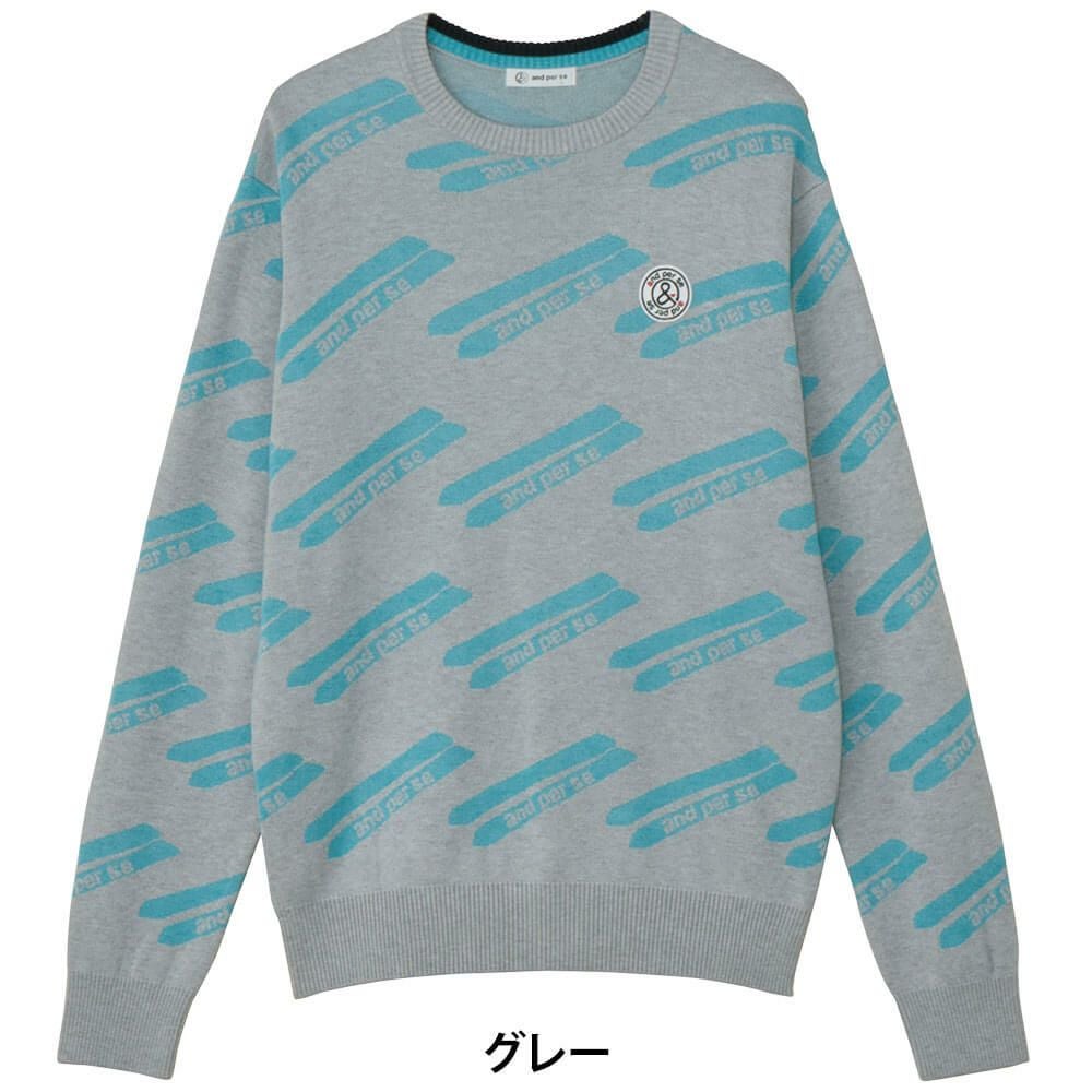 アンパスィ and per se　メンズ クレアニット ジャカード 長袖 クルーネック セーター AMF2325B7　2025年モデル 詳細1 詳細3