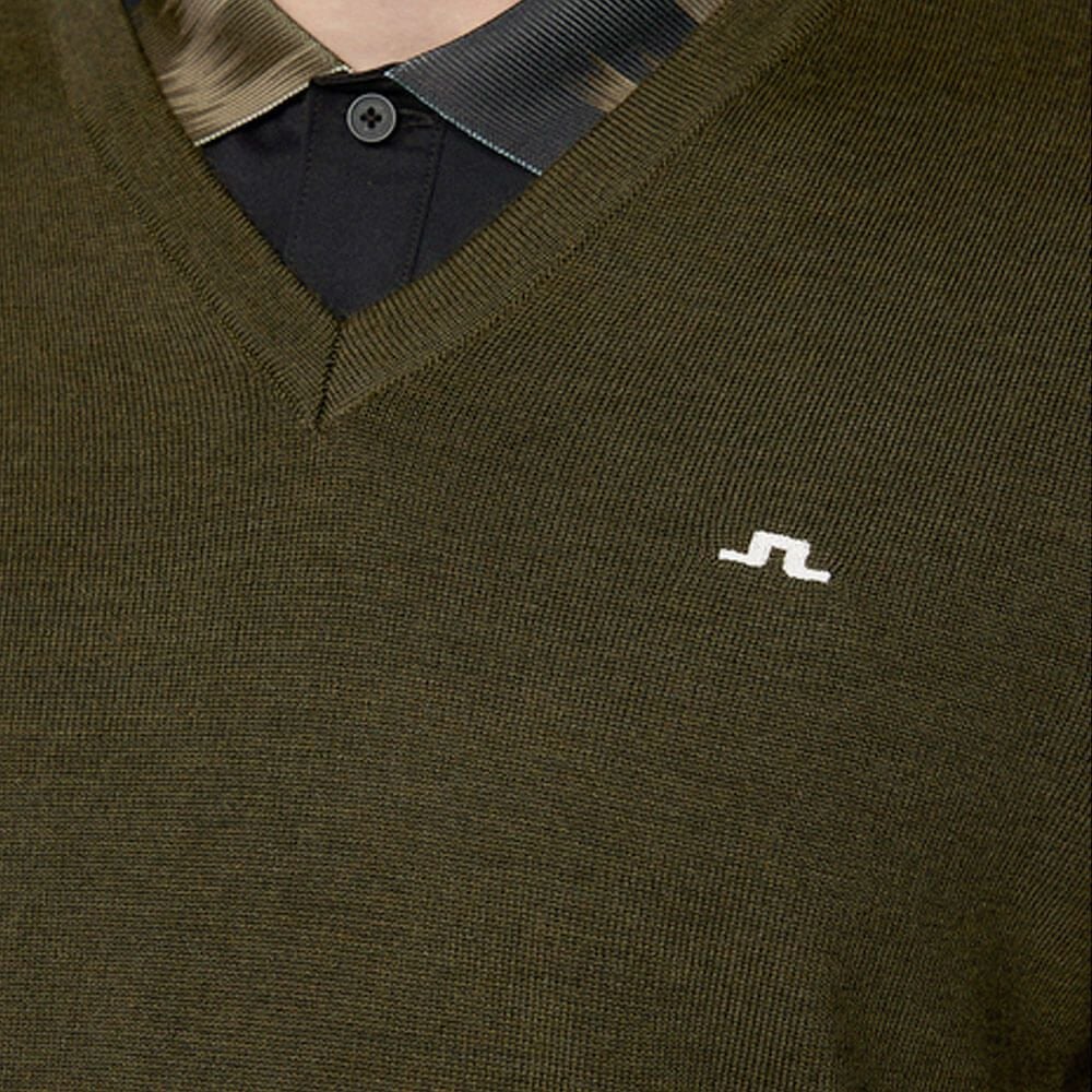 Jリンドバーグ J.LINDEBERG　メンズ メリノウール Vネック 長袖 セーター 071-14910 028 カーキ　2025年モデル カーキ 詳細3