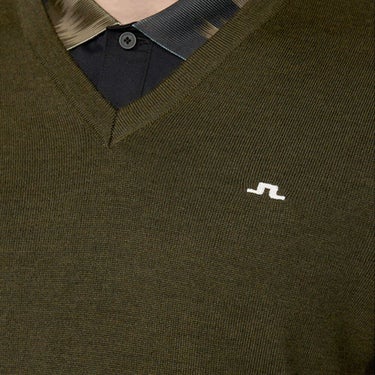 Jリンドバーグ J.LINDEBERG　メンズ メリノウール Vネック 長袖 セーター 071-14910 028 カーキ　2025年モデル カーキ 詳細3